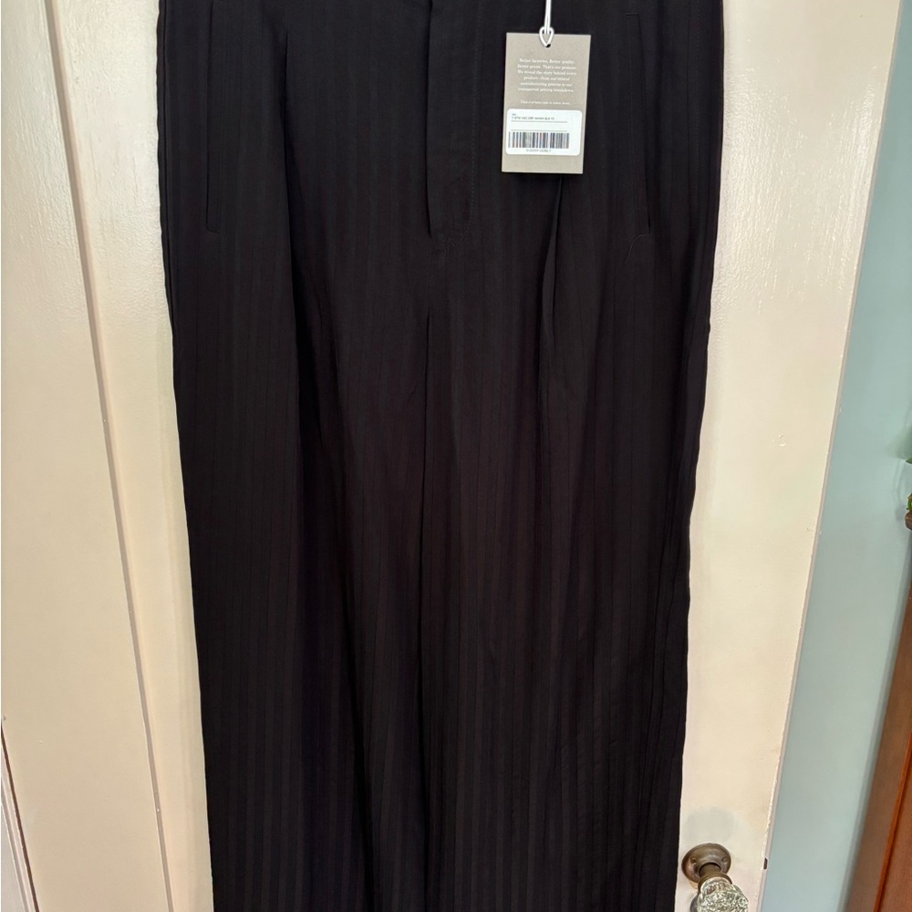 Everlane Women's Black Striped Wide Leg Pants